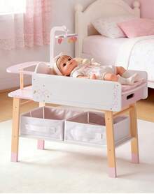 ROBUD 18 Inch Doll Changing Table With Storage & Mobile – Wooden Baby Doll Nursery Set, Pretend Play Furniture Toy For Kids - Pink - View 2