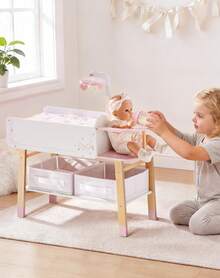 ROBUD 18 Inch Doll Changing Table With Storage & Mobile – Wooden Baby Doll Nursery Set, Pretend Play Furniture Toy For Kids - Pink - View 8