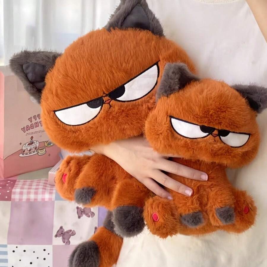 高品质橙色毛绒猫咪玩偶，蓬松可爱的橙色小猫毛绒玩具，大眼睛，萌萌哒猫咪毛绒玩偶，可爱猫咪毛绒玩偶，生日/万圣节/圣诞节/复活节礼物