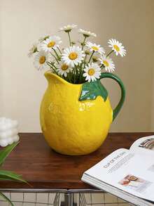 1 pieza Jarrón de cerámica con diseño de limón, adecuado para decoración del hogar, arreglos florales en la sala de estar, exhibición de flores secas, decoración del pasillo, decoración de la chimenea, decoración de restaurantes, también se puede usar como regalo - multicolor - Ver 5