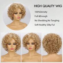 8 Inch Synthetic African Curly Short Bob Wig For Women With Bangs, Elastic Fluffy Curly, High Temperature Fiber Material, Rose Net Cap, 150% Density, Suitable For Daily And Party Use - Multicolor - View 4