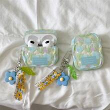 Funda para auriculares con etiqueta en inglés con diseño de flor de tulipán de primavera, compatible con los casos de auriculares Apple 1/2/3/4/Pro/Pro2(Nd)/Pro(3rd) - Verde - Ver 4