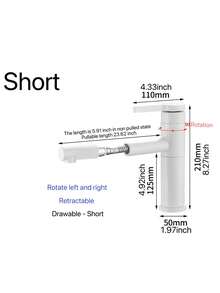 新款双旋转抽拉式白色浴室水槽龙头，冷热水混合龙头，适用于盥洗台、厨房，通用型 - 白色 - 查看 16