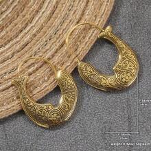 创意金色设计圈形耳环，复古波西米亚风格手工饰品，精致礼物，适合女性和女孩 - 銅色 - 查看 6