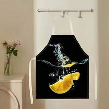 1件水花图案围裙，创意趣味时尚印花围裙，厨房烹饪清洁围裙，创新家居围裙 - 彩色 - 查看 9