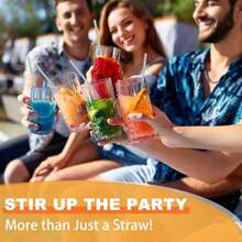 kilofly Reusable Spoon Drink Straws Value Pack [Set of 12 + 2 Cleaners] 7.8 inch - Plateado - Ver 6