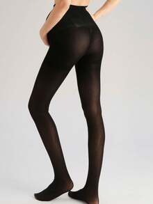 1件/2件装 女士及孕妇爱心图案连裤袜 - 黑色 - 查看 3