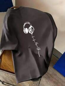 Tween Boy Casual Funny Print Crew Neck Short Sleeve T-Shirt, Summer Top - Dark Grey - View 3