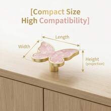 蝴蝶形橱柜把手，金色装饰门把手，单孔抽屉拉手，适用于厨房家具五金 - 蝴蝶 - 查看 6