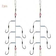 2pcs Outdoor Hercules Horse Shaped Fishing Hooks, Stainless Steel Fishing Hooks With 5 Hangers, Suitable For Sea Rods - Multicolor - View 2