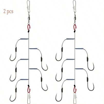 2 piezas Ganchos de pesca con forma de caballo Hércules para exteriores, ganchos de pesca de acero inoxidable con 5 colgadores, adecuados para cañas de pescar de mar