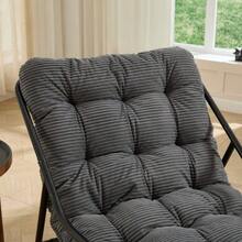 Outdoor Rocking Chair, Comfortable, Soft And Thick Cushion For Living Room, Bedroom, Reading Room, Black Frame With Grey Cushion - 深灰色 - 查看 9