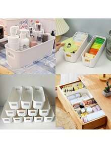 12/6pcs Multi-Functional Storage Box Set - Durable Plastic Organizer Bins For Cosmetics, Snacks And Daily Essentials, Desktop And Drawer Storage, Suitable For Vanity, Kitchen, Bathroom And Dorm, Space-Saving Back To School Dorm Essentials - Multicolor - View 10