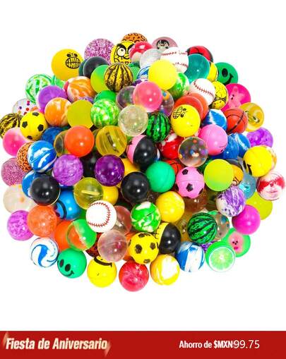 Pelotas saltarinas, paquete de 100, pelotas saltarinas para niños, pelotas saltarinas de 25 mm, pelotas saltarinas de colores, adecuadas para regalos de fiestas de cumpleaños infantiles, premios escolares.