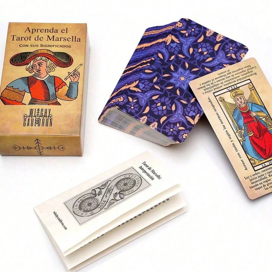 Hướng dẫn cơ bản về bộ bài Tarot Marseille bằng tiếng Tây Ban Nha, kèm hình minh họa và văn bản dễ hiểu, dạy bạn cách giải thích bộ bài Tarot Marseille cổ điển (phiên bản tiếng Tây Ban Nha). - Nhiều màu - Xem 1