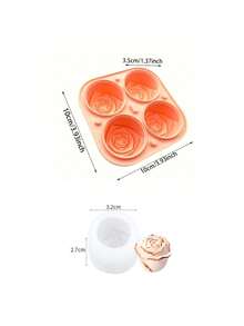 4-Cavity Reusable Rose Shaped Tray Mold, Suitable For Making Ice Cream, Chocolate, Jelly, Ice Cubes, Ideal For RV Parties, Kitchen, Fridge, Baking, Back To School, Summer Ice Box And Ice Tray, Silicone Rose Shaped Ice Cubes - Perfect For Decorating Romantic Cocktails Like Gin Tonic, Champagne, Reusable Party Decor, Essential For Vegan Kitchen, Christmas Gift, Floral Pattern Bar Tool - Multicolor - View 3