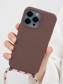 Móc khóa, dây đeo, ốp điện thoại hình quả táo đeo chéo có dây đeo, tương thích với iPhone 17/17 Pro/17 Pro Max/Apple Air 11, 13, 14 Pro Max, chống nước, chống sốc, chống rơi, chống trầy xước. - Cà phê nâu - Xem 1