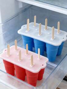 Molde de paletas de silicona de verano, molde de paletas de 6 cavidades y palitos, fabricante de helados de fácil liberación y reutilizable, adecuado para yogur congelado DIY, gelatina, paletas caseras - Multicolor - Ver 6