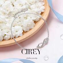 CIREY 1 chiếc vòng tay tình yêu vô cực đính đá tháng 12, vòng tay hình trái tim mạ zirconia, kiểu dáng sang trọng, thích hợp làm quà tặng ngày lễ. - Vàng trắng, đá sinh tháng - Xem 8