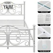 Metal Platform Bed Frame, Classic Style Headboard And Footboard/Under Bed Storage/Mattress Foundation/No Box Spring Required/Easy Assembly - 白色 - 查看 4