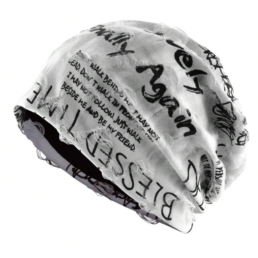 Gorro holgado unisex de unicolor y peso ligero para deportes al aire libre, gorro de invierno para hombres, pañuelo casual de primavera y otoño con estampado de letras para parejas, unisex, muy decorativo. - E382 - Gris oscuro - Ver 1