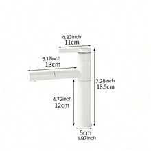 新款双旋转抽拉式白色浴室水槽龙头，冷热水混合龙头，适用于盥洗台、厨房，通用型 - 白色 - 查看 11