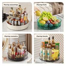 Bandeja giratoria, estante de especias, despensa, gabinete, tocadiscos con Base, contenedor de almacenamiento, organizador de cocina para condimentos, caja de almacenamiento de cosméticos - Blanco transparente - Ver 5