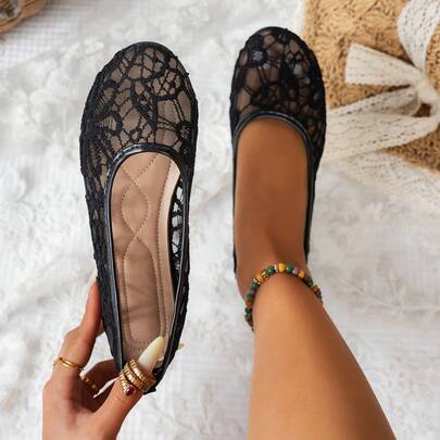 1 đôi giày bệt thường ngày, màu trơn, thoải mái cho ở nhà, đi làm, dự tiệc, kiểu dáng thanh lịch như giày ba lê, phù hợp cho mùa hè.