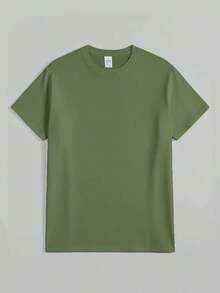 Men's Casual 100% Cotton Soft Crew Neck T-Shirt Daily Wear, High-Quality Plus-Size Pure Cotton Menswear,Mens Cotton T-Shirt, Paris Graphic Design, - 綠色 - 查看 2