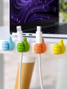 Cartoon Hand-Shaped Cable Clips, Silicone Charging Cable Organizer, Phone Data Cable Management Hooks, Multi-Function Cable Fixers, Battery-Free, Non-Electric Cable Management Accessories - Multicolor - View 9