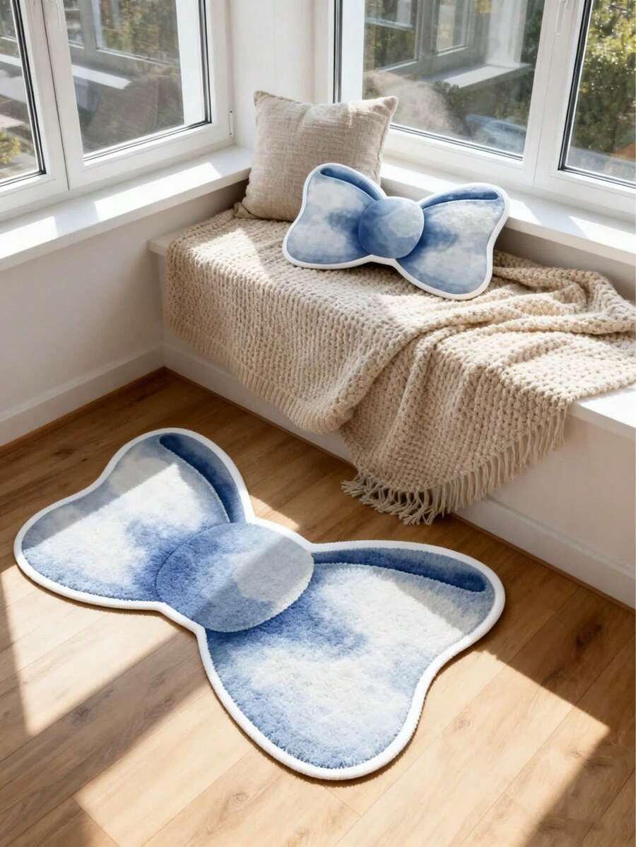1pc Sweet Bow Tie Carpet, Create A Dreamy Home Space, Suitable For Decorative Carpet, Bedroom Decor, Small Rug, Carpet, Home Decor, Living Room Carpet, Living Room Small Rug, Bedroom Carpet, Living Room Home Decor, Outdoor Carpet, Washable Carpet - Multicolor - View 1