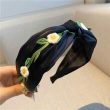 1 pieza Diadema elegante con flor de lirio blanca y verde, tocado dulce y fresco, nuevo accesorio de moda para el cabello para niñas, accesorios de viaje, festivales, cumpleaños - Multicolor - Ver 9