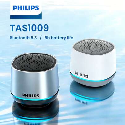 PHILIPS TAS1009 Bluetooth 5.3 Speaker, RGB Lighting, 1200mAh Battery, Portable Subwoofer, Suitable For Home, Office, Outdoor And Camping, Compact Portable Desktop Speaker