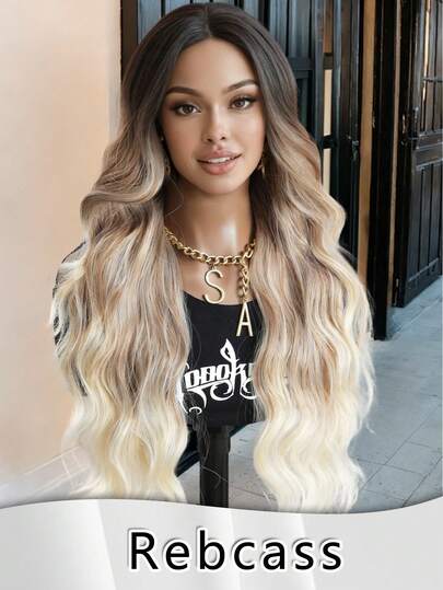 24-Inch Green Ombre Long Wavy Curly 4*2 U-Part Lace Front Wig, Heatproof Synthetic Fiber Soft Wavy Black Green Ombre Multicolor Wig For Women - 24-Inch Black Green Ombre Middle Part Suitable For Halloween And Christmas Parties, High-Quality Heatproof Fiber Natural Looking Soft Synthetic Wig For Music Festival 4*2 Wavy Curly