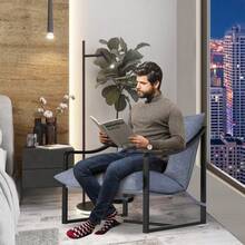 1pc/2pcs Modern Accent Chair, Metal Frame Reading Chair with Armrest and Soft Foam Cushion Decorative Chair, 280 Lbs Upholstered Sling Chairs for Living Room, Bedroom and Lounge - 1 unidad - Ver 4