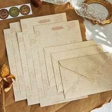 12pcs/Set Vintage Envelope Stationery Set (6 Sheets Letter Paper + 3 Envelopes + 3 Sealing Stickers, Random Assortment) - Multicolor - View 1