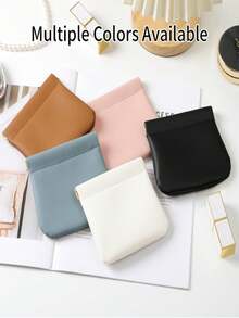 PU Leather Jewelry Travel Bag, Upgraded Mini Cosmetic Bag, Small Storage Pouch, Leather Jewelry Bag, Buckle Design, Portable Small Makeup Organizer Bag, Can Hold Coins, Jewelry And Lipstick, Christmas, Wedding Party Gift Bag, Multi-Color Options,Back To School - Multicolor - View 1
