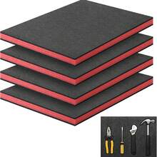 1pc Storystore Foam Tool Box 16 X 12 X 1 Inch, Customizable Foam For Storage Boxes, Polyurethane Storage Boards, Drawer Liners Storage Tool Box Organizer, Cuttable Polyurethane Foam Pad For Storage Box Lining, Craft Foam For Camera Tool Box Storage (16 X 12 X 1 Inch, Red, Black) - A - View 1