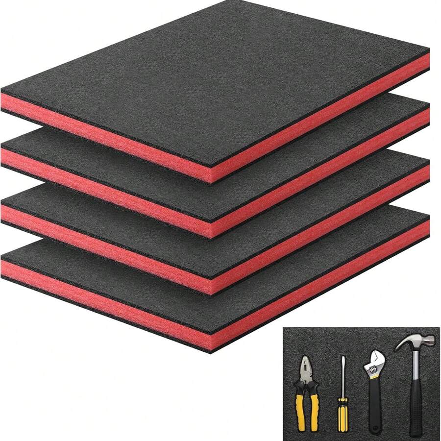 1pc Storystore Foam Tool Box 16 X 12 X 1 Inch, Customizable Foam For Storage Boxes, Polyurethane Storage Boards, Drawer Liners Storage Tool Box Organizer, Cuttable Polyurethane Foam Pad For Storage Box Lining, Craft Foam For Camera Tool Box Storage (16 X 12 X 1 Inch, Red, Black) - A - View 1