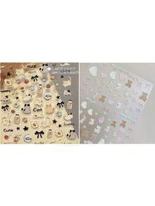 1 pièce/2 pièces/3 pièces Autocollants de protection créatifs pour objectif d'appareil photo, convenant aux films d'objectif et coques de téléphone 11Pro/12Pro/13Pro/14Pro/15Pro/16Pro/17Pro. Autocollants mignons de cœur de fille, chat, chien pour la décoration de coque de téléphone. Autocollants d'ongles mignons de patte de chat, petits motifs de graffitis anglais ludiques - Multicolore - Voir 12