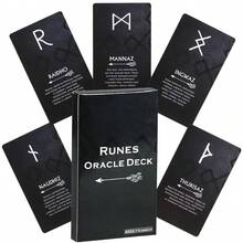 Limited Edition 26-Card Rune Oracle Deck - Premium Cardstock Mystical Guidance Cards With Norse Mythology Rune Symbols And Interpretation Guide, For Divination, Meditation, And Rune Reading, Spiritual Practice, Esoteric Style, High-Quality Printing - Black - View 4