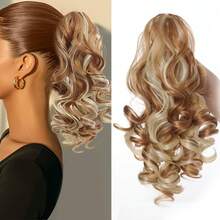 14-Inch Curly Wavy Ponytail Wig With Clips, Made Of Synthetic Fibers, Fluffy Curly Ponytail - Multicolor - View 14