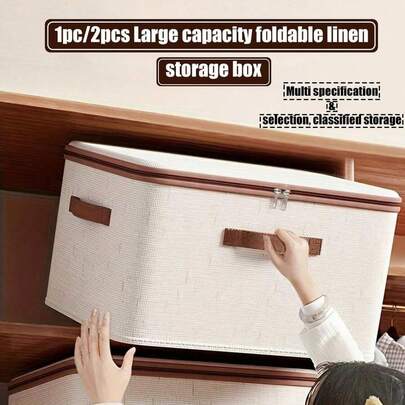 1 Hộp vải gấp gọn, hộp đựng đồ đa năng có khóa kéo và nắp đậy, có thể gấp gọn giúp tiết kiệm không gian, có thể giặt và tái sử dụng, hộp đựng quần áo, hộp đựng chăn ga, hộp sắp xếp tủ quần áo; có thể đựng quần áo, đồ lót, tất, quần áo bó sát, và cũng có thể được sử dụng như một túi đựng đồ gia dụng để đựng đồ dùng học tập, đồ trang trí nhà cửa, đồ trang trí phòng, đồ dùng lưu trữ trong nhà, đồ dùng lưu trữ ký túc xá.
