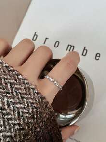 1枚S925纯银创意小巧优雅立方氧化锆可调节星形链戒指，适合女士日常佩戴 - 銀色 - 查看 3