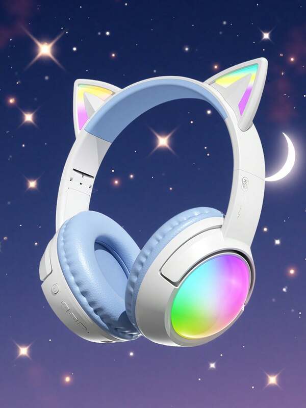 Cat Ear RGB Wireless Headset For Kids, Bluetooth 5.4, 350mAh Battery, LED Light Up Ears & Earmuffs, HiFi Stereo, Foldable & Long Battery Life, Ideal For Gaming & Gifting