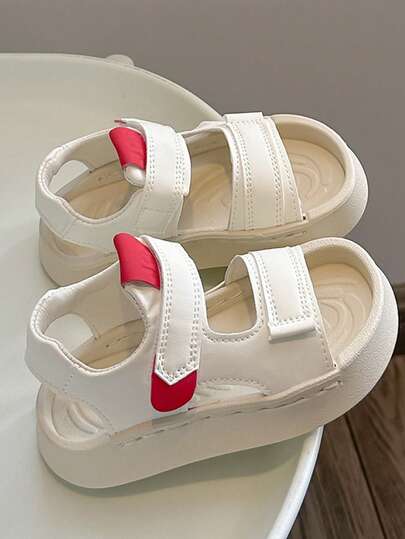 1 par de sandalias con para niños, nuevas zapatillas casuales de verano con suela blanda antideslizante para niños pequeños, zapatos versátiles para la playa