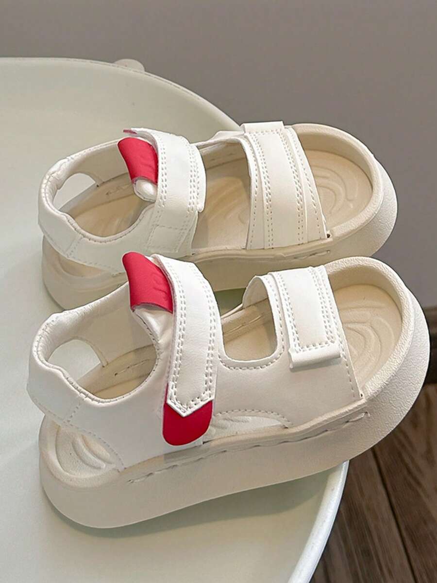 1双儿童魔术贴凉鞋，新款夏季软底防滑幼儿休闲运动鞋，多功能沙滩鞋 - 米色 - 查看 1