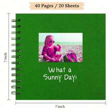 1 cuốn album ảnh tự làm kích thước 7x7 inch, 40 trang, bìa cứng, giấy Kraft, thích hợp cho đám cưới, tiệc sinh nhật, v.v., màu xanh lá cây, quà tặng sinh nhật cho bé trai và bé gái. - A - Xem 6