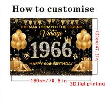 1pc 40th, 50th, 60th, 70th Birthday Backdrop Banner, Retro Vintage Rainbow Theme Birthday Party Gift, Anniversary Celebration Decoration For Him - Multicolor - View 5