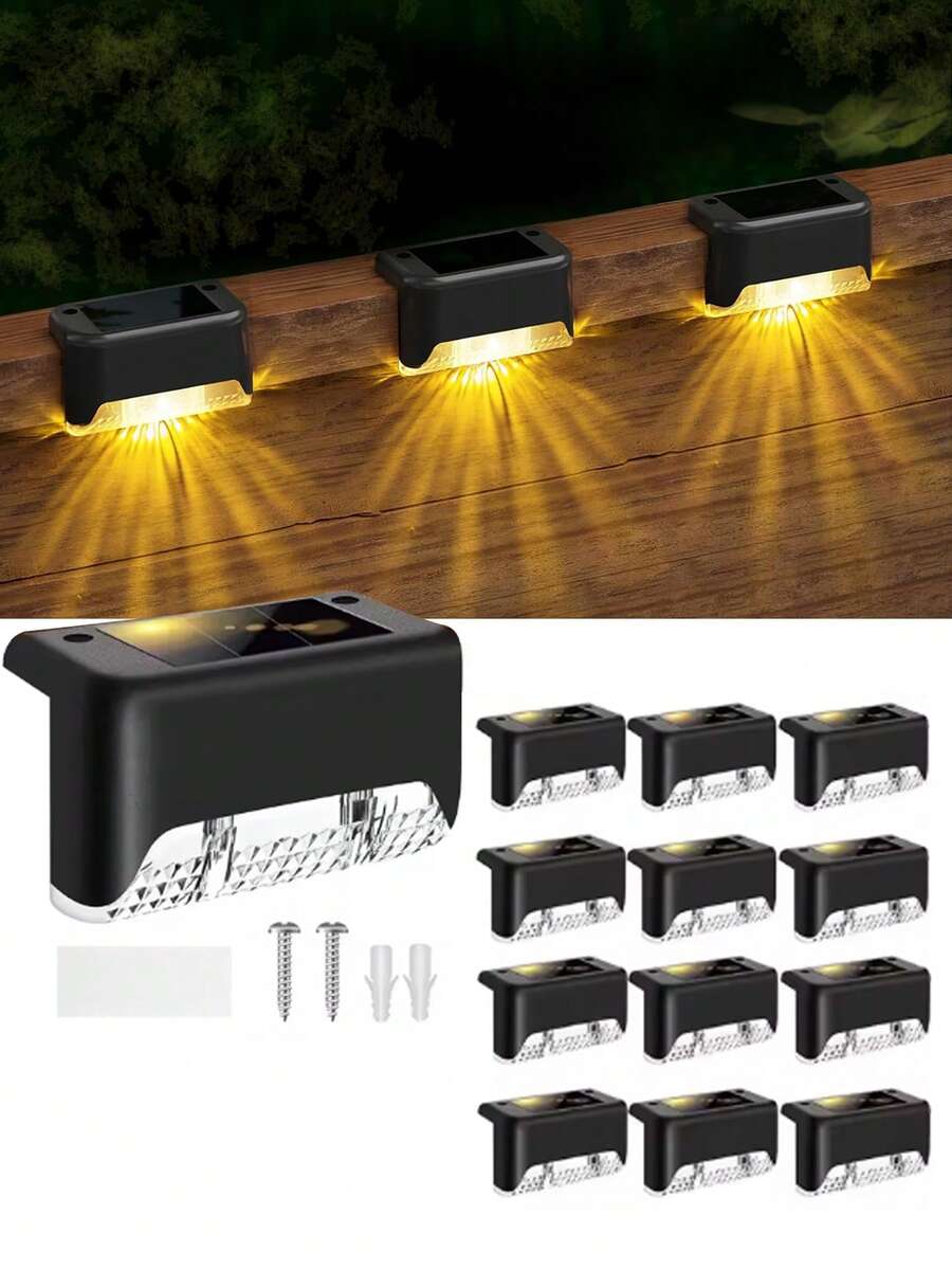 Luces solares para valla y escaleras, luces LED de ambiente nocturno, fácil instalación, adecuadas para vallas, escaleras, senderos, patios y jardines, hoteles, decoración de iluminación paisajística